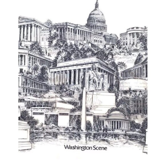 Washington Scene Framed Etching - Picture 5 of 6